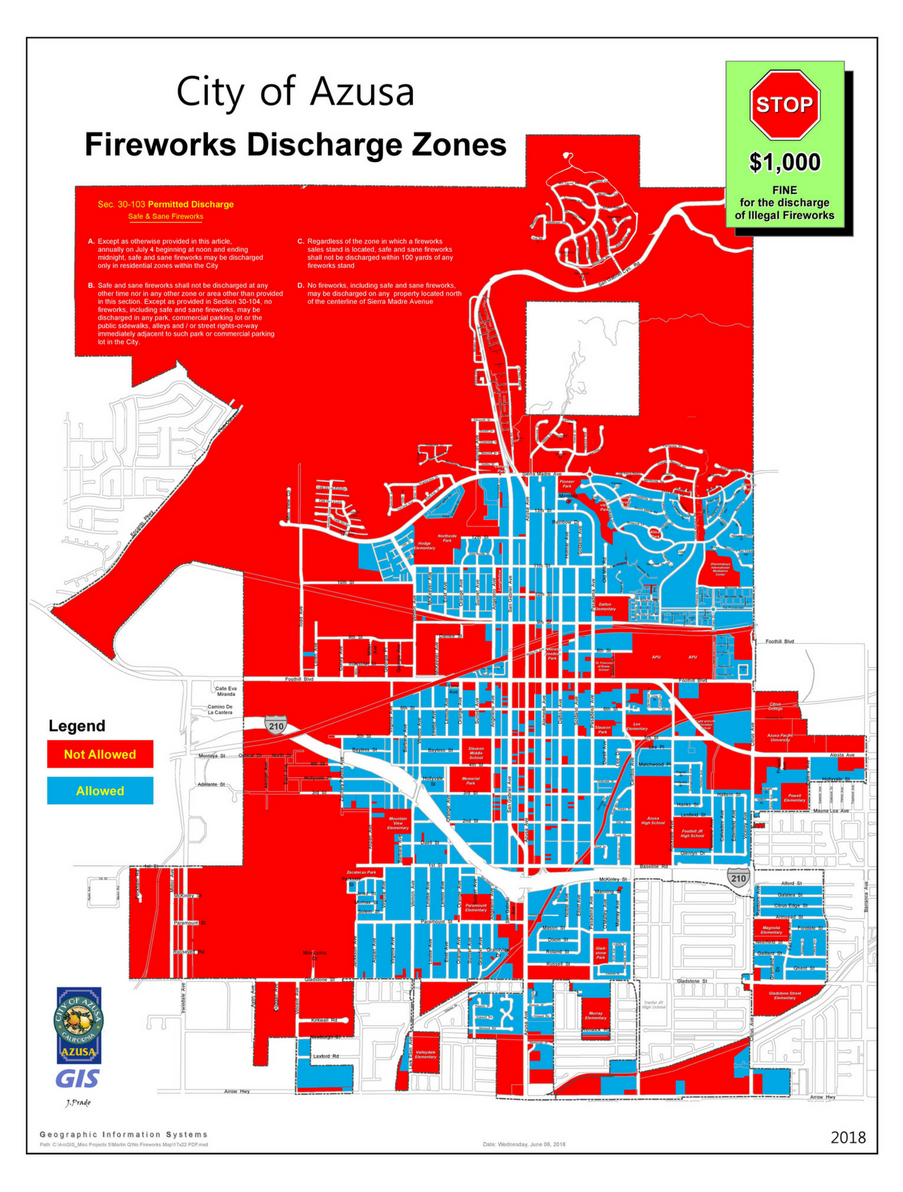 Map of fireworks locations